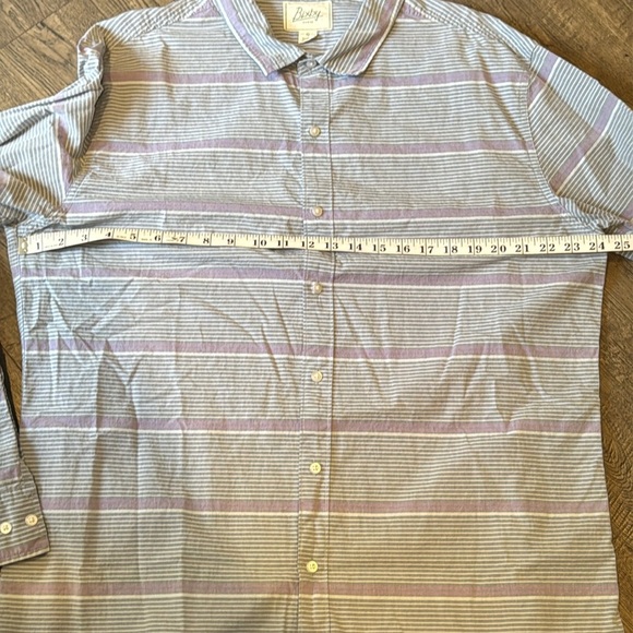 Bixby Nomad Blue Striped XXL Slim Button Down Long Sleeve Shirt - Picture 5 of 6